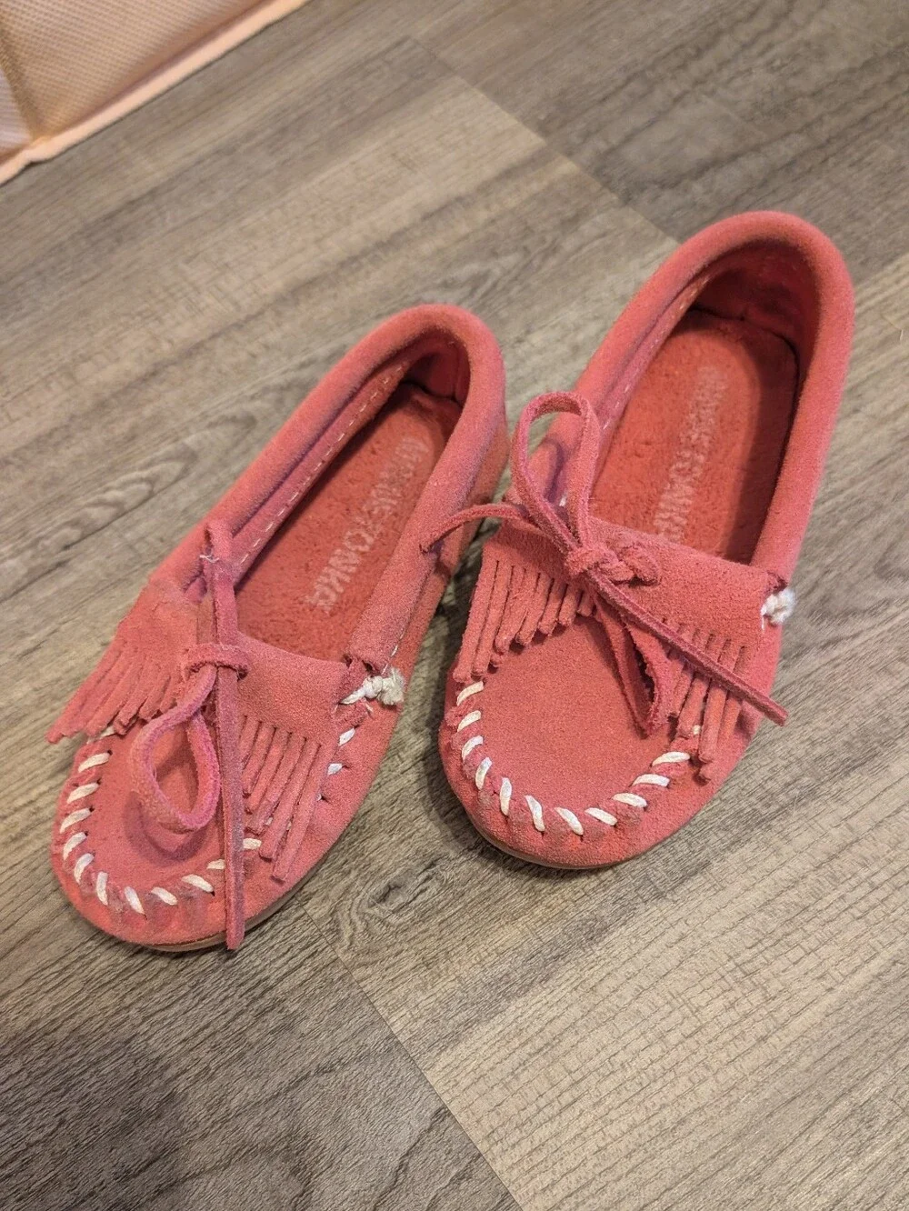 Minnetonka Pink Suede Moccasin